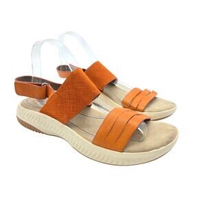Bionica Alamosa Wedge Sandals Size 10 Orange Open Toe Comfort Slip Resistant